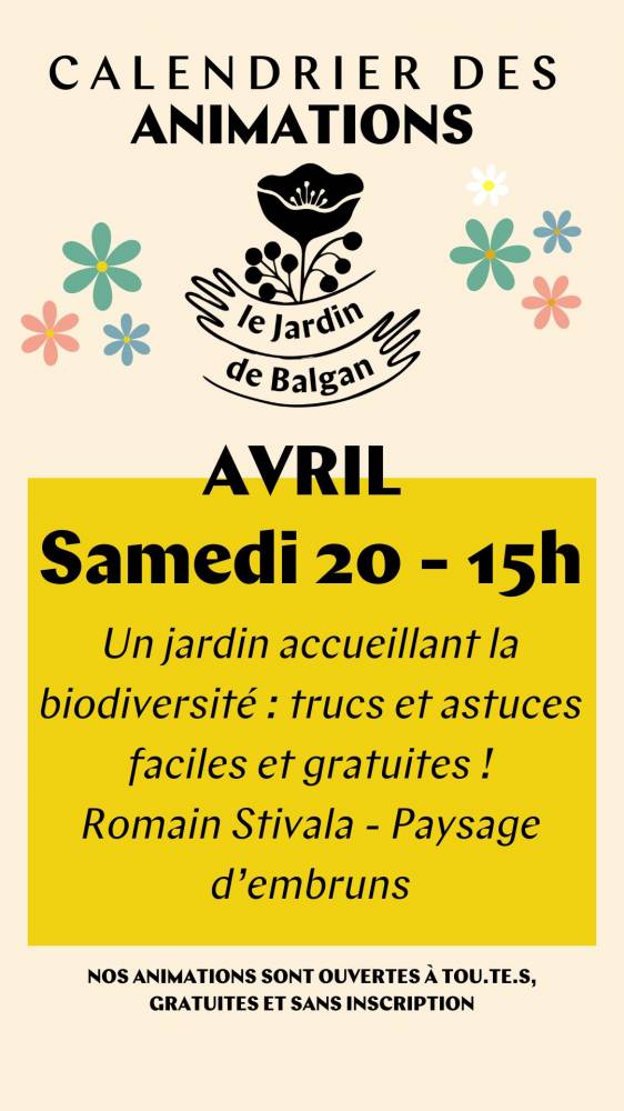 Un jardin accueillant la biodiversité : trucs et astuces faciles et gratuites avec Romain Stivala - Paysages d'embruns - Séné