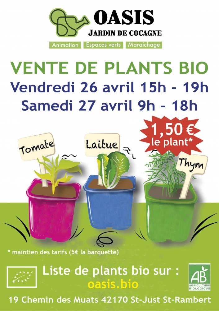 Vente de plants bio - OASIS Jardin de Cocagne - Saint Just Saint Rambert