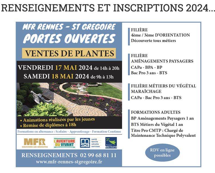 Portes ouvertes MFR et vente de fleurs et jeunes plants potagers - Rennes - Saint-Grégoire
