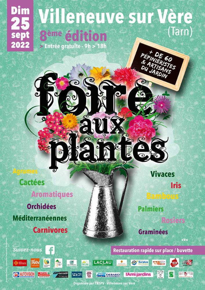 Foire aux plantes - Vente par les pépiniéristes producteurs et artisans du jardin, places du bourg, Villeneuve sur Vère (81)