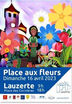 Marché aux fleurs de Lauzerte, place des cornières, Lauzerte (82)