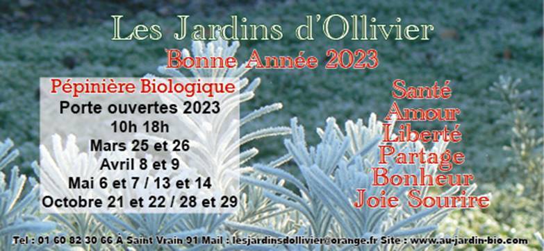 Voeux 2023, Pépinière Biologique Les Jardins d'Ollivier, Saint-Vrain (91) - France