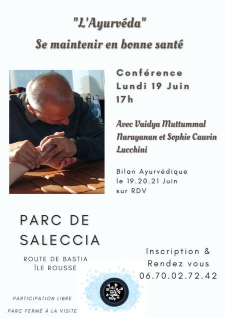 Conférence: Se maintenir en bonne santé avec «L’Ayurvéda», Parc de Saleccia, Île-Rousse (20) - Francia