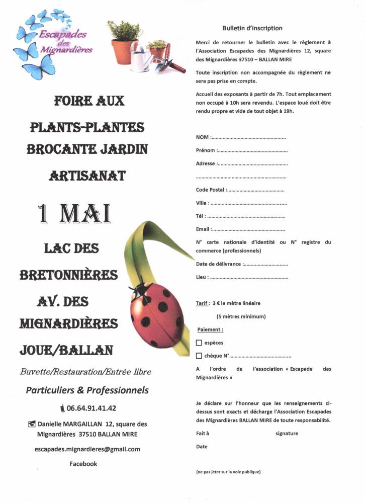 Foire aux plants-plantes/Brocante jardin/Artisanat - BALLAN MIRE