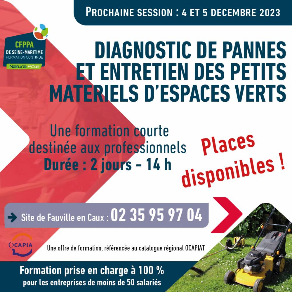 Diagnostic de pannes et entretien des petits matériels d'espaces verts - Terres-de-Caux (76)